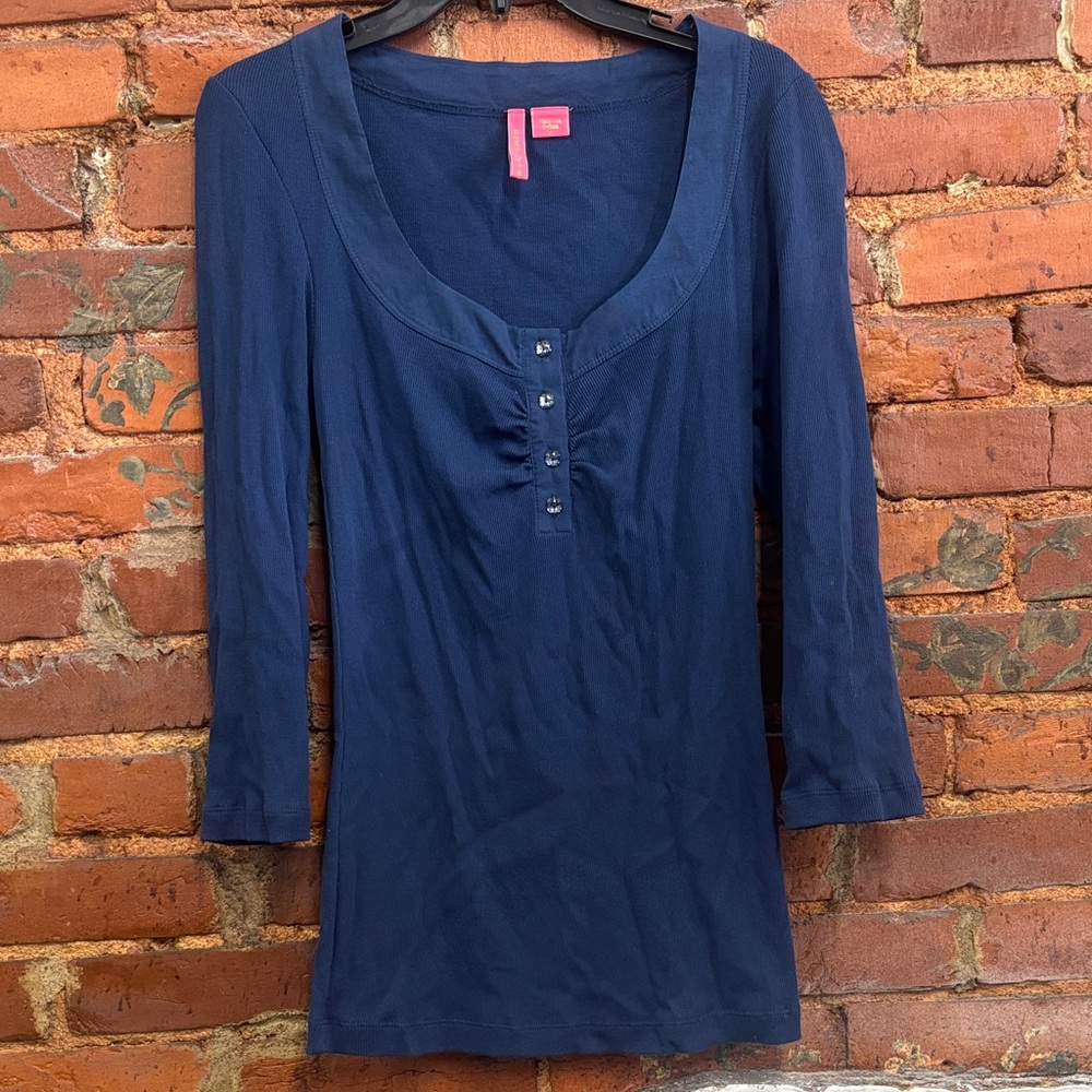 Charlotte Y2K Cotton Navy Blue‎ Long Sleeve Size Medium